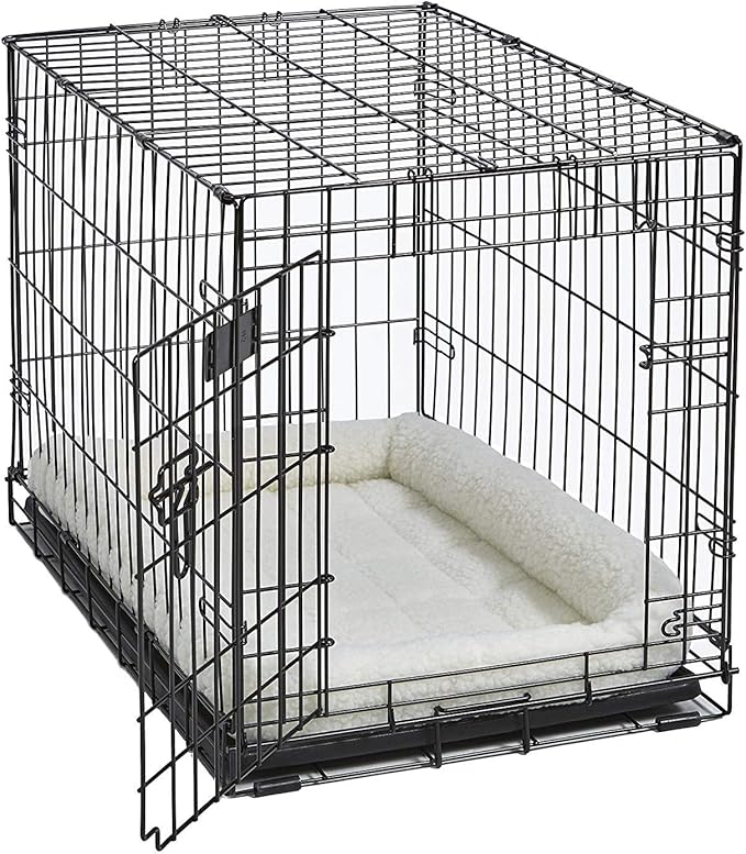 MidWest Homes for Pets QuietTime Dog Bed – White Fleece Bolster, Ultra-Soft and Machine Washable, Fits 42-Inch Crates and Carriers, for Large Breed Dogs