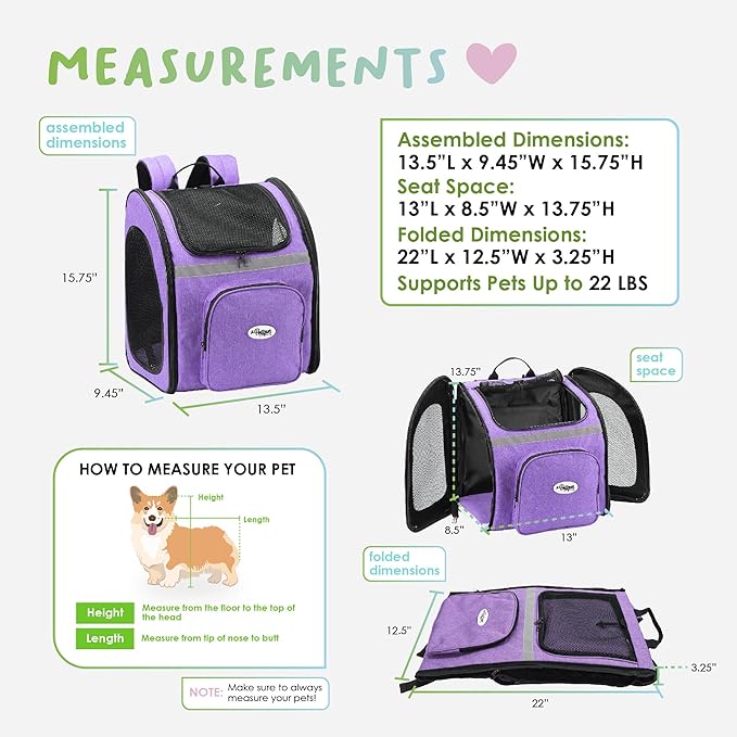 Petique The Backpacker Pet Carrier - Coral: for Small Dogs/Cats/Pets, Storage Pocket, Luggage Handle Slit, Leash Inside, Adjustable Straps, Reversible Mat, 3 Entryways, Folds Flat, Reflective Strip
