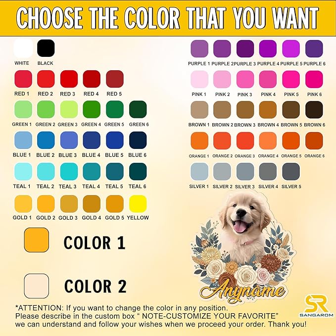 Custom Pet Face Photo Name Floral Sticker Personalized Text Image Animal Flower Decal Waterproof Vinyl Decal for Water Bottles Tumbler Laptop Hard Hat Car Kindle Gifts for Girl Boy