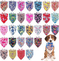 30 Pcs Paisley Bandanas for Dog Polyester Print One Side Bandana Bulk for Small Medium Dogs Breed Reversible Stitch Bandana Grooming M