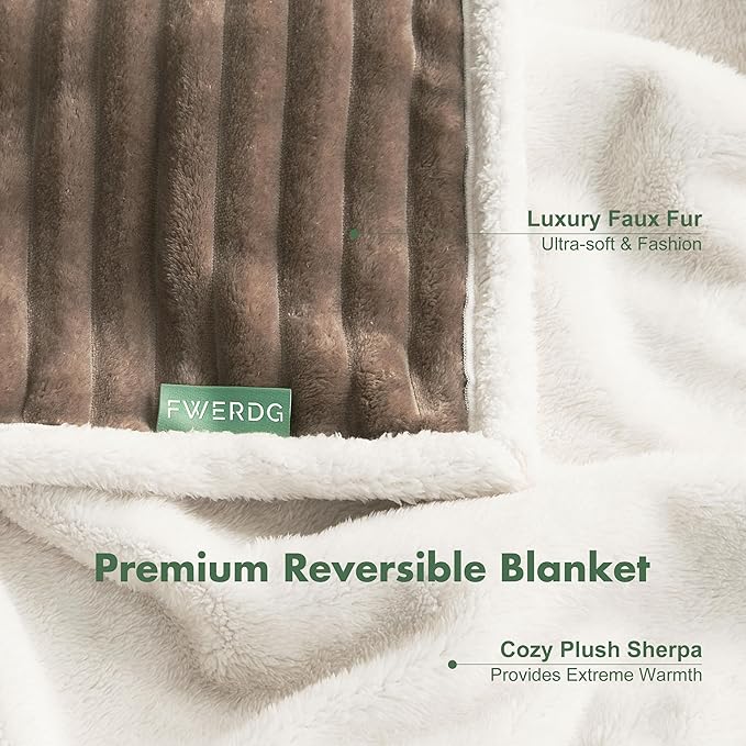 Waterproof Twin Blanket for Bed - Washable Large Dog Blankets for Bed Protector, Thick Cozy Fleece Calming Pet Blankets for Indoors & Outdoors, Brown, 60"x80"