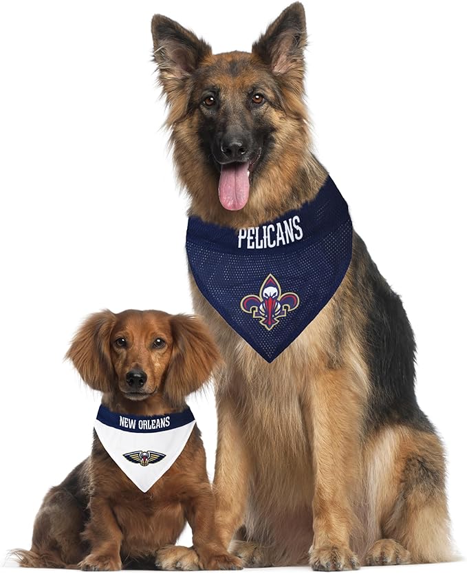 Pets First NBA Dog Bandana - New Orleans Pelicans Reversible Home & Away Sports Bandana with Premium Embroidery Team Logo, Small/Medium