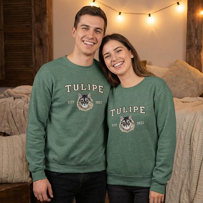 COUPLEHOODIES Custom Dog Portrait Sweatshirt from Photo – Personalized Pet Memorial Gift for Dog Moms, Cat Lovers or Pet Loss