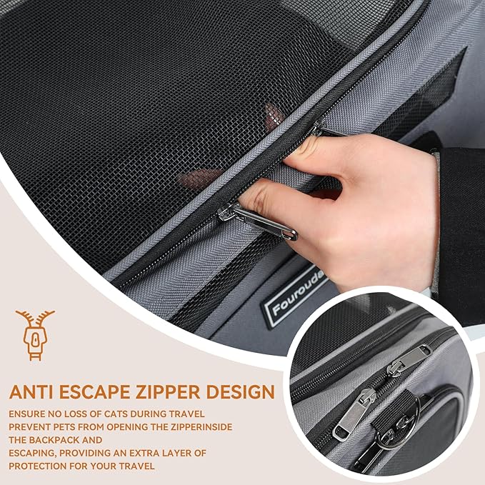 Airline Approved Dog Carrier.Cat Travel Carrier Dog Carrier Bag, Soft Sided Pet Bag up to 20 Lbs,Pet Carrier Soft-Sided Escape Proof with 4 Ventilated Windows (Black)