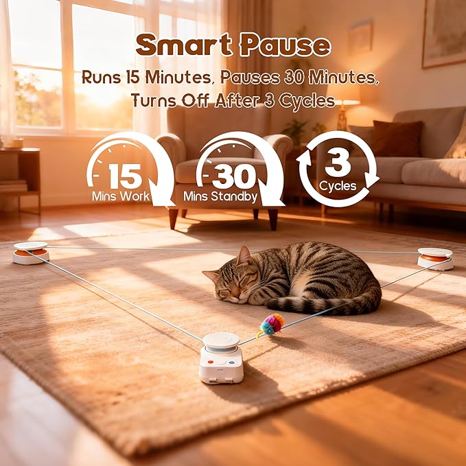 Interactive Cat Toy for Indoor Cats – Automatic Moving & Enrichment Toy for Indoor Cats/Kitten, Auto/Manual Control Cat Treadmill for Exercise & Mental Stimulation, Stimulating Chase Toys (H1K2)
