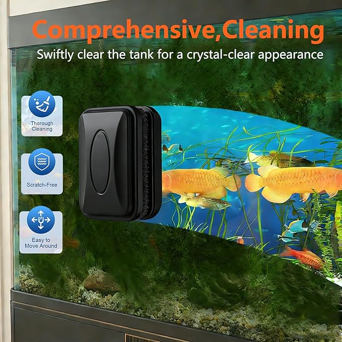 Fish Tank Cleaner Kit, Gravel Vacuum for Aquarium, Fish Tank Aquarium Vacuum Gravel Cleaner, Aquarium Siphon with Magnetic Fish Tank Glass Cleaner, Aquarium Cleaning Tools Water Changer