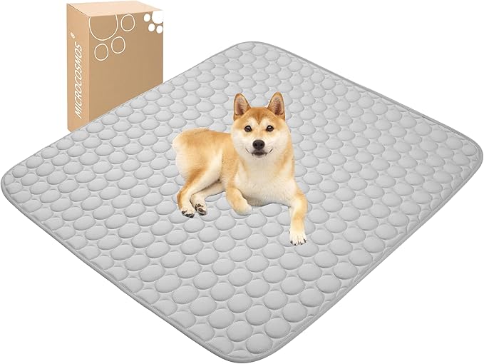 MICROCOSMOS Summer Cooling Mat & Sleeping Pad- Water Absorption Top, Materials Safe, Easy Carry, EZ Clean. Keep Cooling for Pets, Kids and Adults.(Grey, 48" x48")