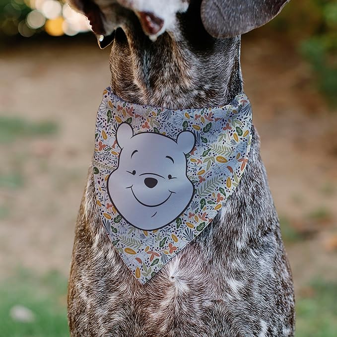 Disney Pet Bandana Winnie The Pooh Smiling Face Foliage Collage Multi Color Slip On Collar Bandana Only