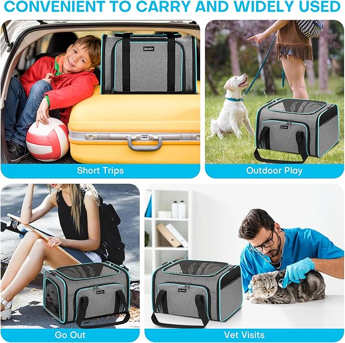 Premium Pet Carrier – Dog & Cat Travel Bag, Airline Approved, Soft-Sided Design for Small to Large Pets, TSA Compliant, Expandable & Collapsible (Gray)