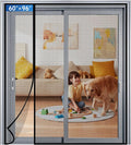 Magnetic Screen Door Mesh Left Right Side Opening Upgraded PET Material Mesh Stronger Than Fiberglass and Polyester,Keep Bugs Out,Pet & Kid Friendly,Hands Free,Fit Door Size 60" X 96"