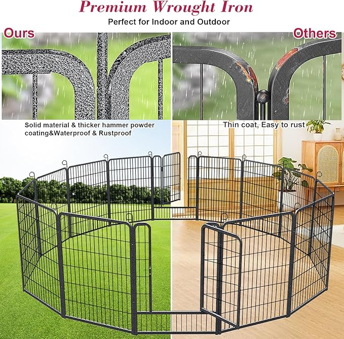 Dog Playpen, 40 inch 14 Panels Dog Pen Indoor Pet Dog Fence Outdoor for Yard Metal Puppy Playpen Pet Exercise Pen Rustproof Portable Dog Fence for RV Camping
