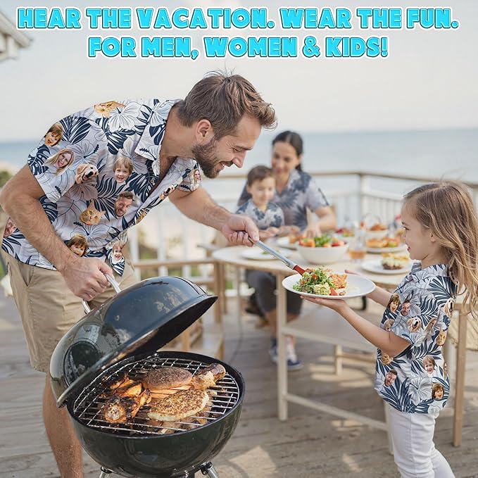 Custom Hawaiian Shirt with Face Photo Picture for Men Women Kids Youth Adult, Tropical Personalized Hawaiian Shirts Gift