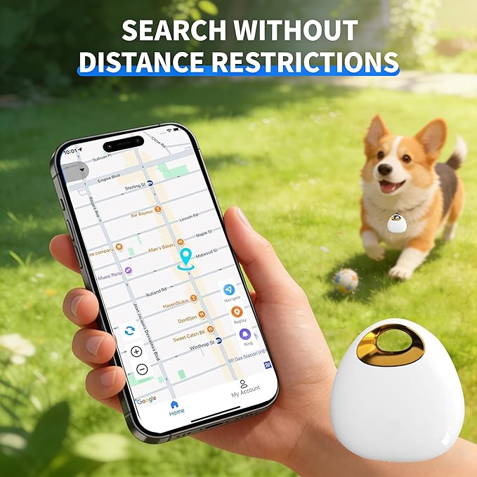 GPS Pet Tracker with Apple Find My Network, Android Compatibility, Real-Time Location Tracking, Water-Resistant (DINGWEIQI03)