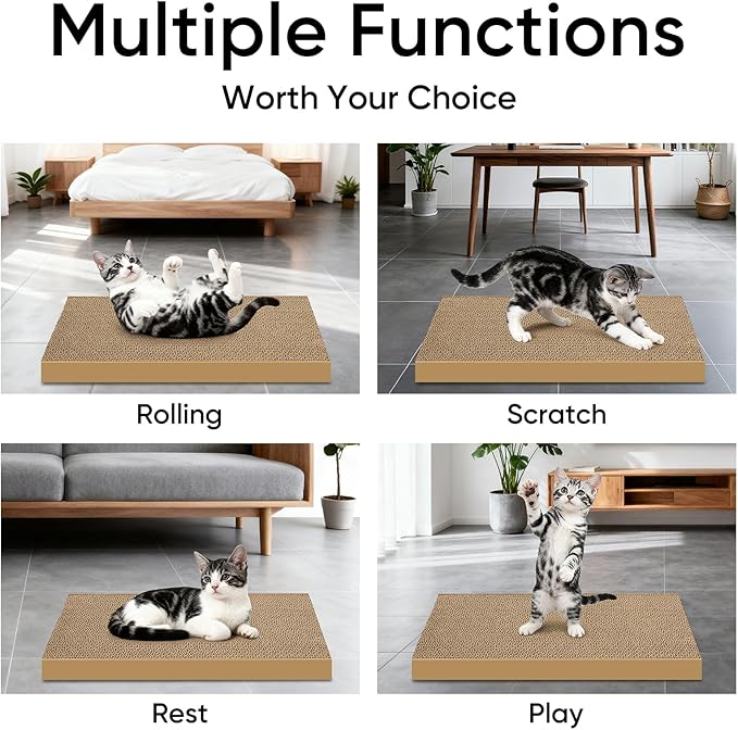 AGYM Cat Scratchers 4 Packs Refill Cat Scratching Pad Cardboard for Indoor Cats and Kitten, Large Size Cat Scratch Pad Board Easy for Cats to Scratch