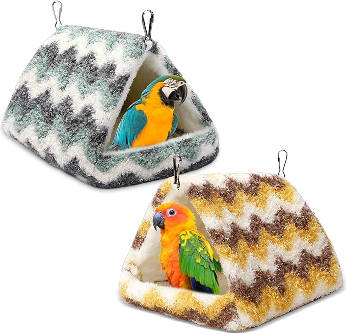 2 Pack Bird Nest House, Hanging Hammock Fluffy Parrots Bird Bed for Cage Bird Plush Nest for Parrot Macaw Budgies Eclectus Parakeet Cockatiels Cockatoo Lovebird