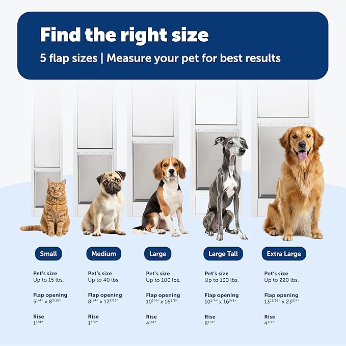 PetSafe Sliding Glass Pet Door - No-Cut DIY Install Doggy Door for Renters - Aluminum Frame - Adjustable Height 75 7/8" to 80 11/16" - Ideal for Medium Dogs Up to 40 lb - Bronze