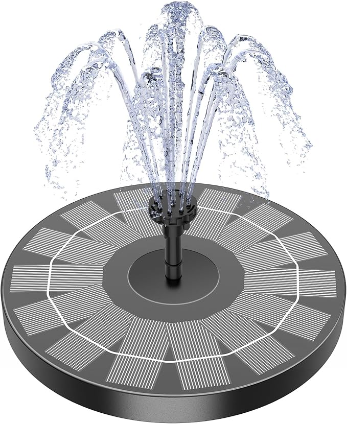 AISITIN 2.5W Solar Bird Bath Fountain Pump, Solar Fountain for Bird Bath with 6 Nozzles, 6.7" Solar Powered Water Pump for Garden, Ponds, Pool, Fish Tank, Aquarium and Outdoor