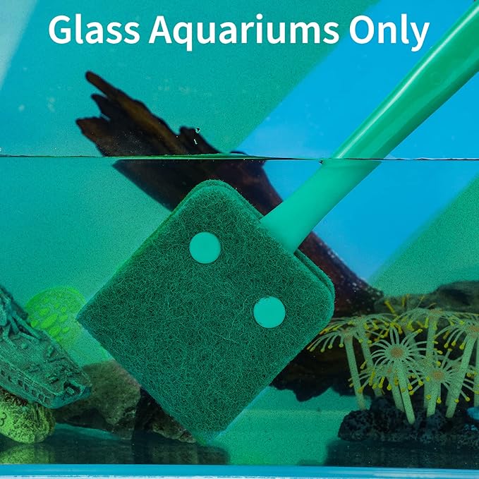 Pawfly Fish Tank Cleaning Tools Aquarium Algae Scraper Sponge Brush Cleaning Scrubber with 10 inch Non-Slip Handle for Glass Fish Tanks