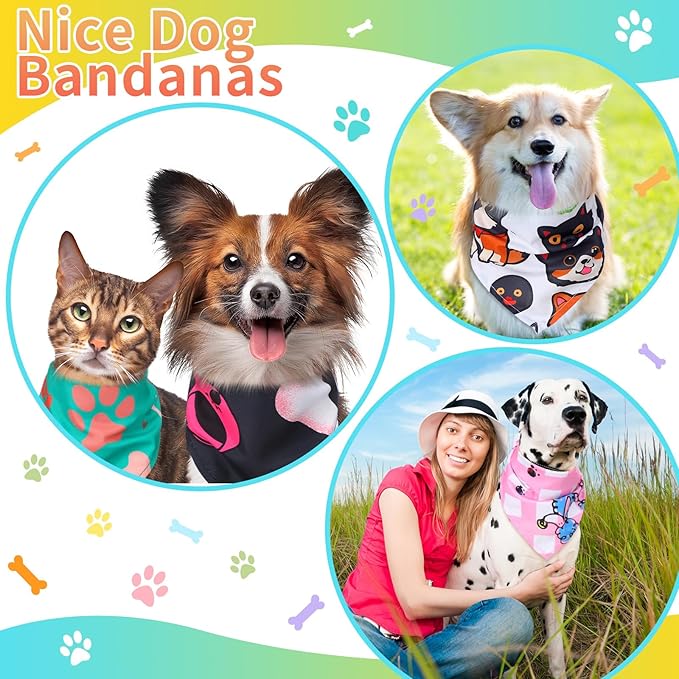 150 Pcs Paw Dog Bandanas Bulk Pet Bibs Colorful Triangle Scarf Pet Paw Bandanas for Medium Large Dogs Spring Summer Birthday Costume Decoration
