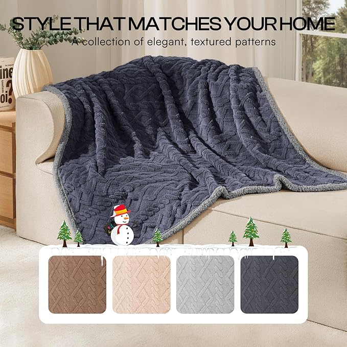 Luciphia Waterproof Pet Blanket, Liquid Pee Proof Dog Blankets for Sofa Bed Couch, Reversible Sherpa Fleece Furniture Protector Cover for Small Medium Large Dogs Cats,Dark Grey X-Large（85" x 57"）