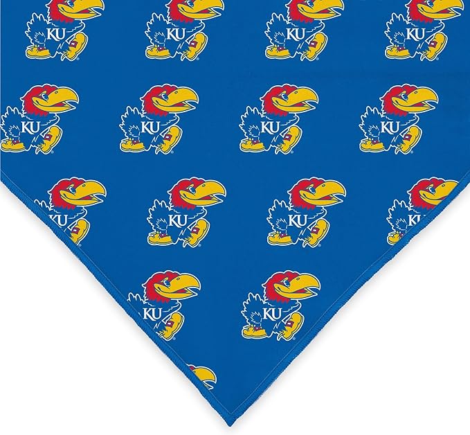 Kansas Jayhawks Officially Licensed Bandana for Dogs and Cats | Fits Pets Great Gift Idea | Easy-to-Tie (Small, 13")