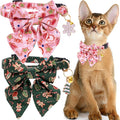 Faygarsle 2 Pack Christmas Cat Collar with Bow Tie - Breakaway Pink & Green Winter Collar for Boy & Girl Cats