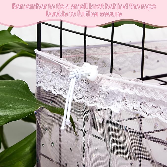 Shappy Large Bird Cage Cover, Bird Cage Seed Catcher, Adjustable Star Pattern Nylon Mesh Net for Parrot Parakeet Macaw Pet Supplies(Pink)