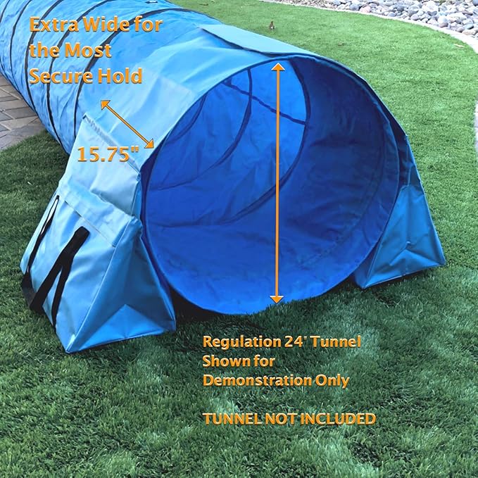 Rise8 Non-constricting Saddlebags for stabilizing Dog Agility Tunnel (Blue)