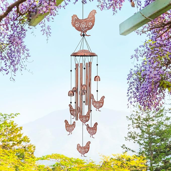 Chicken Wind Chimes for Outside,Chicken Gifts for Women/Men/Sympathy/Memorial Gifts/Birthday Festival Metal windchimes Outdoors/Indoors,Patio,Garden Decor,Home,Yard
