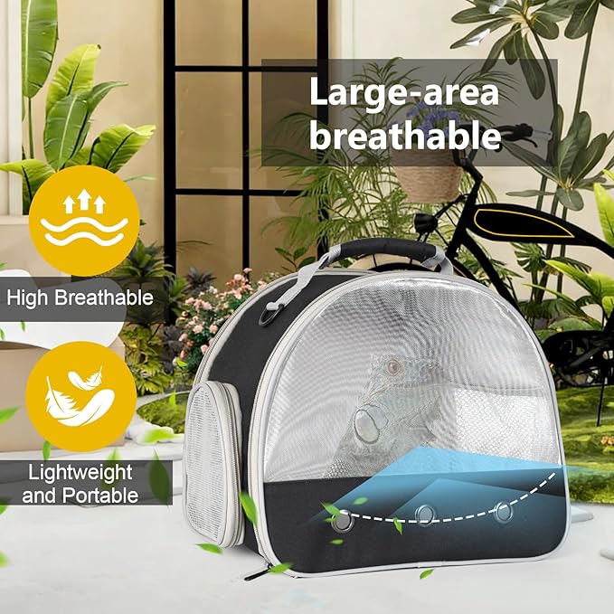 Ventilation Carrier for Bearded Dragon,Guinea Pig Carrier,Guinea Pig Carrier for 2,Reptile Travel Carrier for Lizards Sugar Glider Hedgehog Rat Parrot Birds,Airline Approved Black