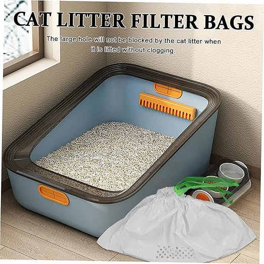 Mipcase 7pcs Cat Litter Filter Bags for Easy Cleanup Design Automatic Closing Feature for Cat Litter Boxes White