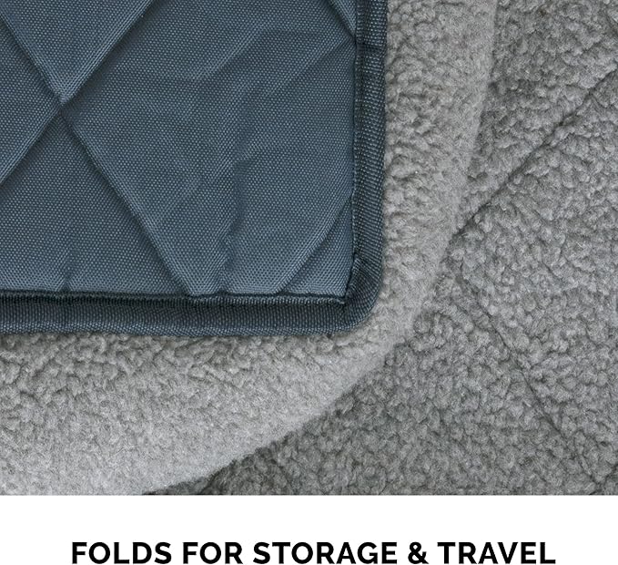Furhaven Dog Bed for Large/Medium Dogs, 100% Washable, Sized to Fit Crates - Sherpa Fleece Bolster Crate Pad - Gray, Large