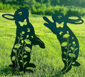 Metal Bunny Garden Decor, 17" Rabbit Yard Decor, Metal Yard Art Animals Garden Stakes Rabbit Silhouette, Rabbits Yard Decorations Outdoor, Bunny Garden Art for Flowerbeds Planters Patios Lawn