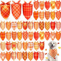 Abbylike 50 Pcs Orange Plaid Dog Bandanas Bulk Check Pattern Bandanas for Dogs Triangle Kerchief Bib Scarf Set for Pet Party Costume Photo Props Accessories Pet Shops, 25 Styles (25.6 x 17.7 x 17.7)