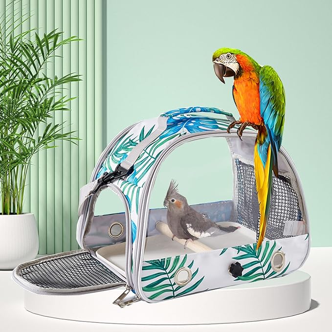 Travel Use Bird Carriers Bag Cage with Ventilation Holes and Perch for Avians Pet Ventilated Bird Transport Ventilated Small Pet Travel Carriers