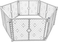 MYPET 6-Panel Paws Petyard, Gray Dog Playpen, Durable & UV-Resistant Puppy Playpen, Indoor/Outdoor Portable Dog Pen, Adjustable for Your Pet's Comfort, Friendly Design for Happy Pets
