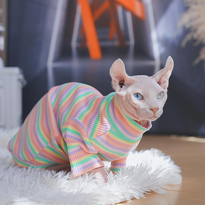 PUMYPOREITY Sphynx Cat Clothes, Turtleneck Sphynx Cat Sweaters, Cat Clothes for Cats Only, Svinx Hairless Cat Kitten Clothes Onesie,S+