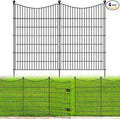 4 Panels Decorative Garden Fence with Gate, 48 in(H) X 10.5 ft(L) No Dig Dog Fence Animal Barrier Outdoor for Yard, Rustproof Metal Garden Edging and Borders, Temporary Fencing Stakes