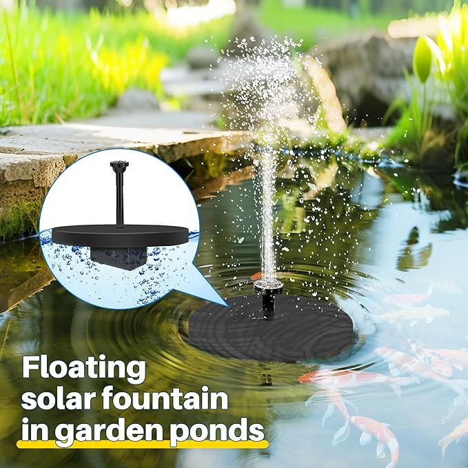 Biling 5.5W Solar Fountain Pump for Bird Bath, DIY Solar Water Pump with Double-Layer Nozzles & Dry-Run Protection 5 FT Tubing for Birdbath, Garden Ponds, Water Features