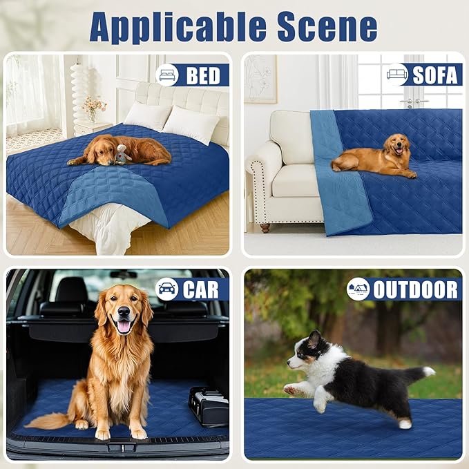 Smiry Waterproof Dog Bed Cover Blanket 68x82, Soft Reversible Pet Blanket, Washable Leakproof Cats Dogs Couch Cover for Sofa, Couch, Furniture, Navy/Blue