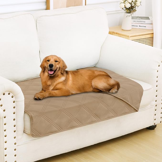 Smiry Waterproof Dog Bed Cover Blanket 30x53, Soft Reversible Pet Blanket, Washable Leakproof Cats Dogs Couch Cover for Sofa, Couch, Furniture, Camel/Camel