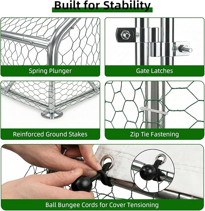 4ever2buy Chicken Runs for Yard with Cover, Large Metal Chicken Run Walk in Metal, Outside Dog Kennel with Roof, Flat Roofed Outdoor Kennel for Cats(9.2’Lx6.23’Wx6.4’H)
