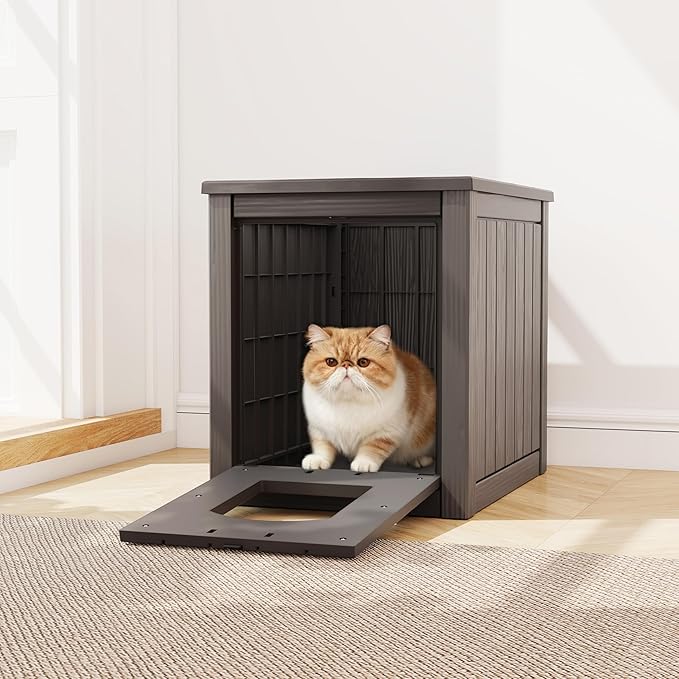 Litter Box Enclosure, Waterproof & Weatherproof Plastic Cat House for Indoor Outdoor Use, Multi-Functional Hidden Litter Box Furniture for Living Room, Backyard, Patio, Garage