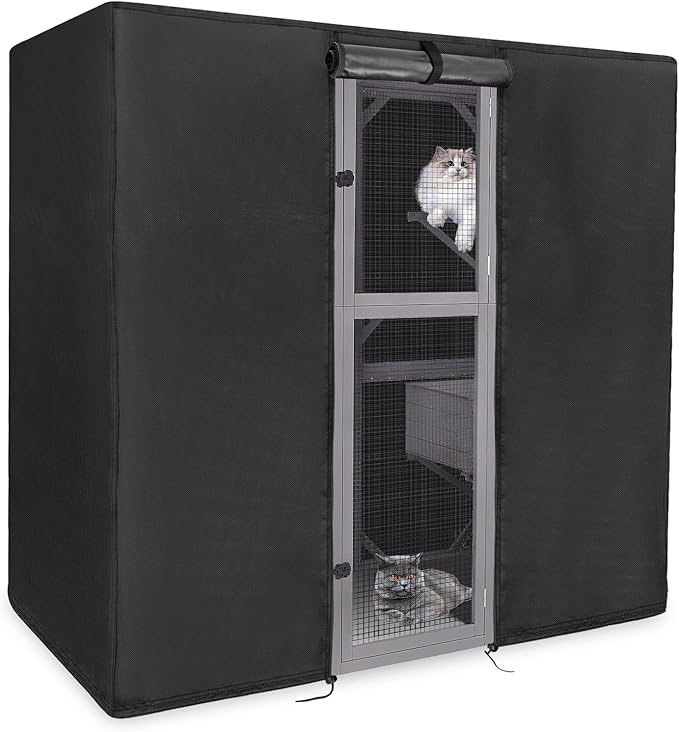 Kingling Outdoor Cat House Cover Fits for Aivituvin Large Cat Houses & Condos, Universal Catio Cover Waterproof & Dustproof Pet Enclosure Cover for Cat, Bird & Rabbit(Cover Only)- 75"L x 42"W x 75"H