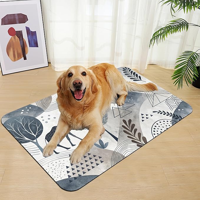 Watercolor Desert Camel Pet Feeding Mat for Floors–Christmas Stocking Absorbent Quick Dry Dog Cat Bowl Mat for Food and Water, Non Slip Waterproof Base, Mess-Free Feeding Accessories 16"x24"