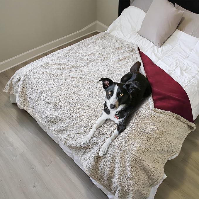 Kritter Planet Waterproof Bed Blanket for Couples, Washable Stain Proof Pad Bed Cover, Reversible Leakproof Protector, Liquid Pee Proof Blanket for Couch Sofa, 80x90 inch, King Size