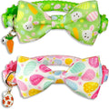 2 Pack Easter Cat Collar with Bowtie Adjustable Cute Kitten Collars for Easter Holiday Bunny and Egg Design with Decorative Charms