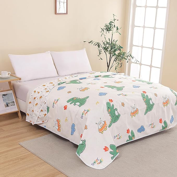 WenBags Waterproof Dog Bed Cover 40*60 Inches Throw Size,Pet Hair Resistant Reversible Couch Cover Mattress Protector,Leakproof Bed Liner/Sheet/Blanket for Adults Elderly Pets (Cute Dinosaurs, 40*60)