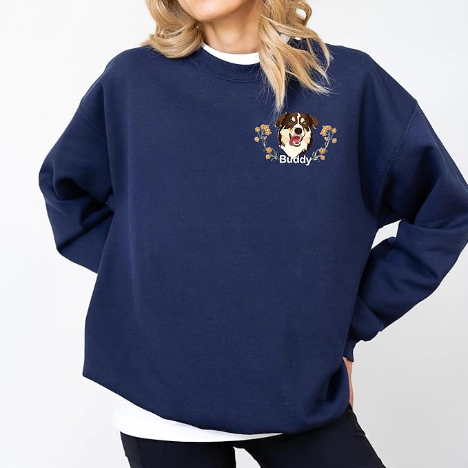 Custom Pet Sweatshirts with Photo and Name, Personalized Dog Sweatshirt, Gifts for Dog Mom, Dad