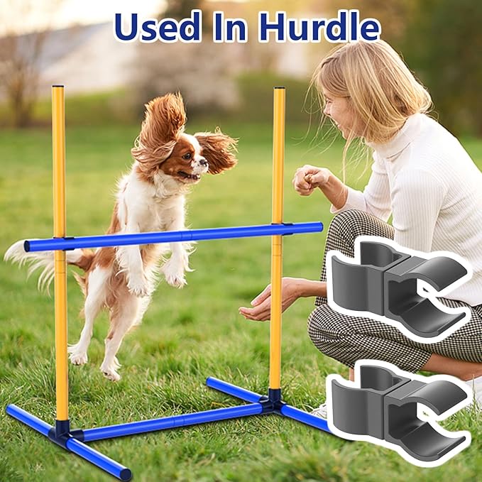 Two-Way Clamp for Dog Agility Training Hurdles, Adjustable Jump Connectors, Fits 1” (25mm) & 0.78” (20mm) PVC Pipe, Easy Install, (10-Pack)